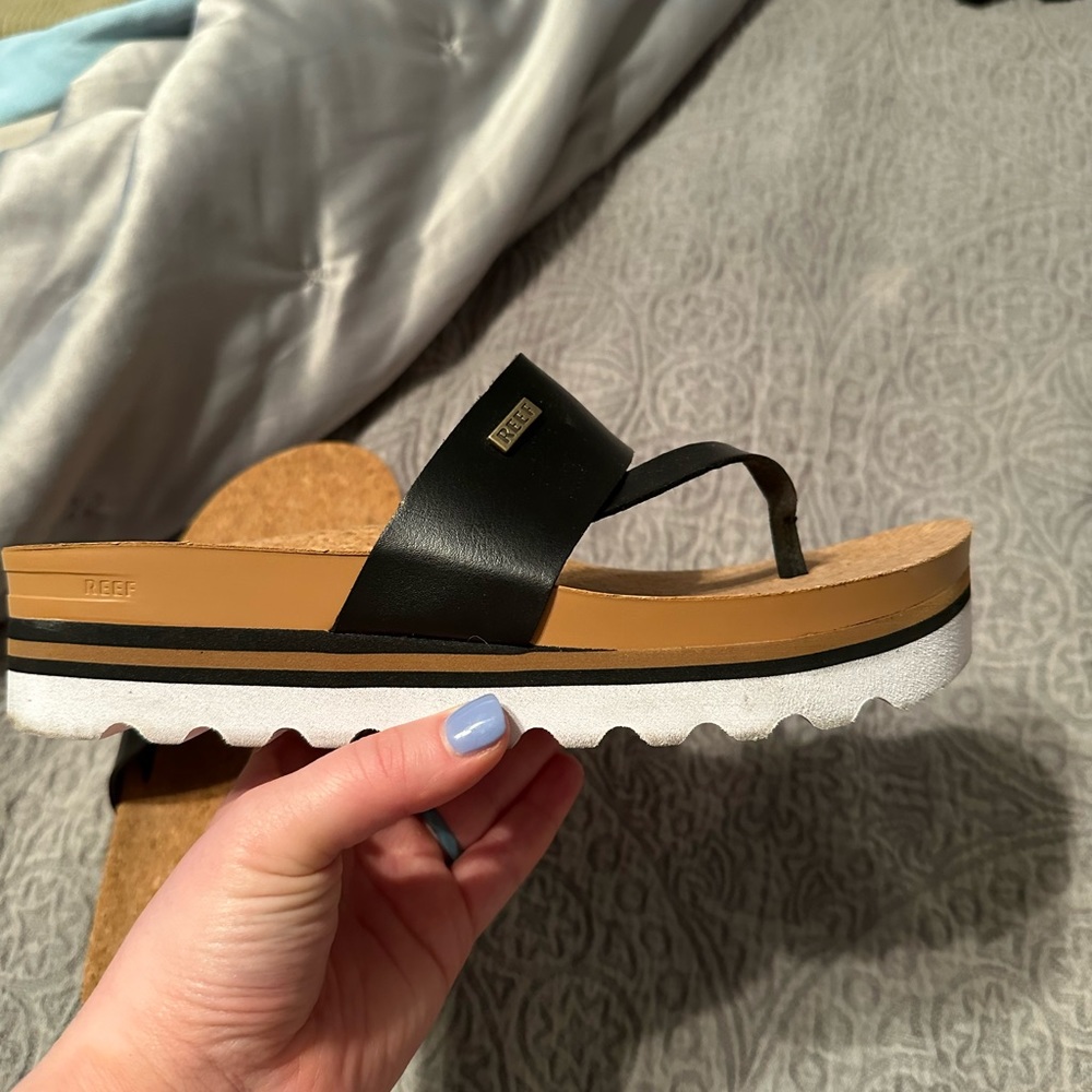 Reef Platform Black Sandals